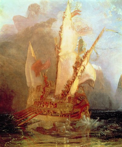 Ulysse Ridiculisant Polyphème, détail du navire, 1829 (détail) - Joseph Mallord William Turner